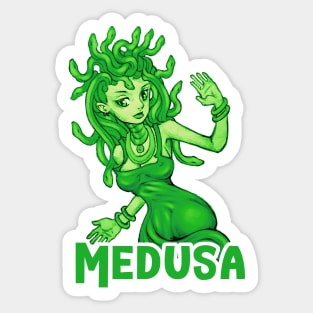 Cool and Cute Green Medusa Cartoon Sticker